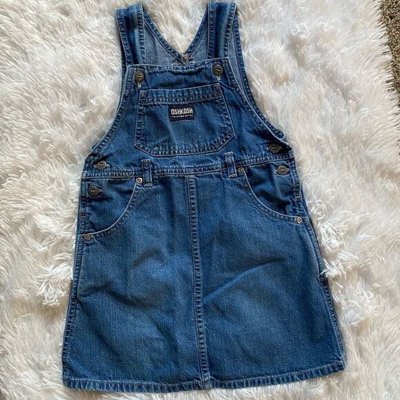 Oshkosh Bib Overall Jean Dress Girls  Size 4 - Picture 1 of 7